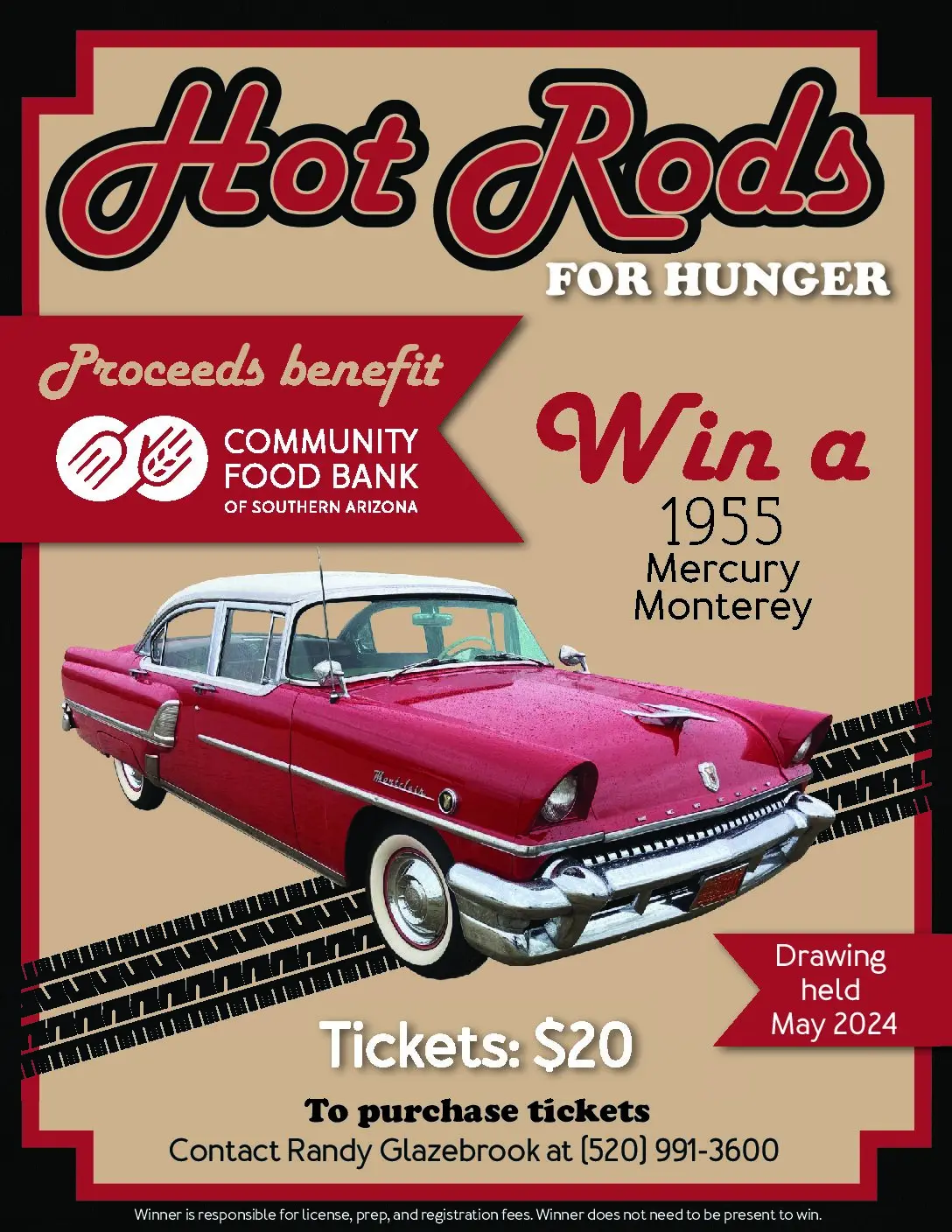 Hot Rods for Hunger flyer advertising the raffle drawing